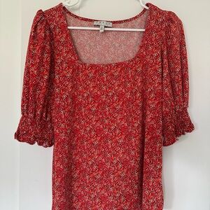 Chaus Red Floral Blouse